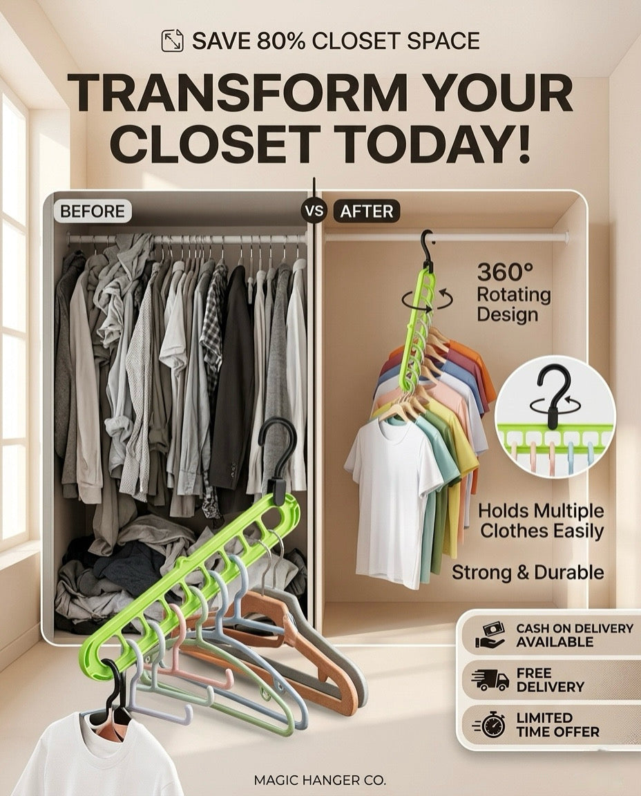 9-Hole Space Saving Magic Clothes Hangers: The Ultimate Closet Organizer (Pack of 3)