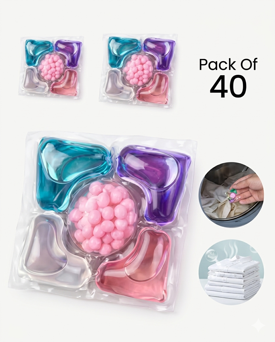 Ultra Clean 5 in 1 Liquid Laundry Pods with Color Boost Gel Core None Detergent Pod (40 Pods)
