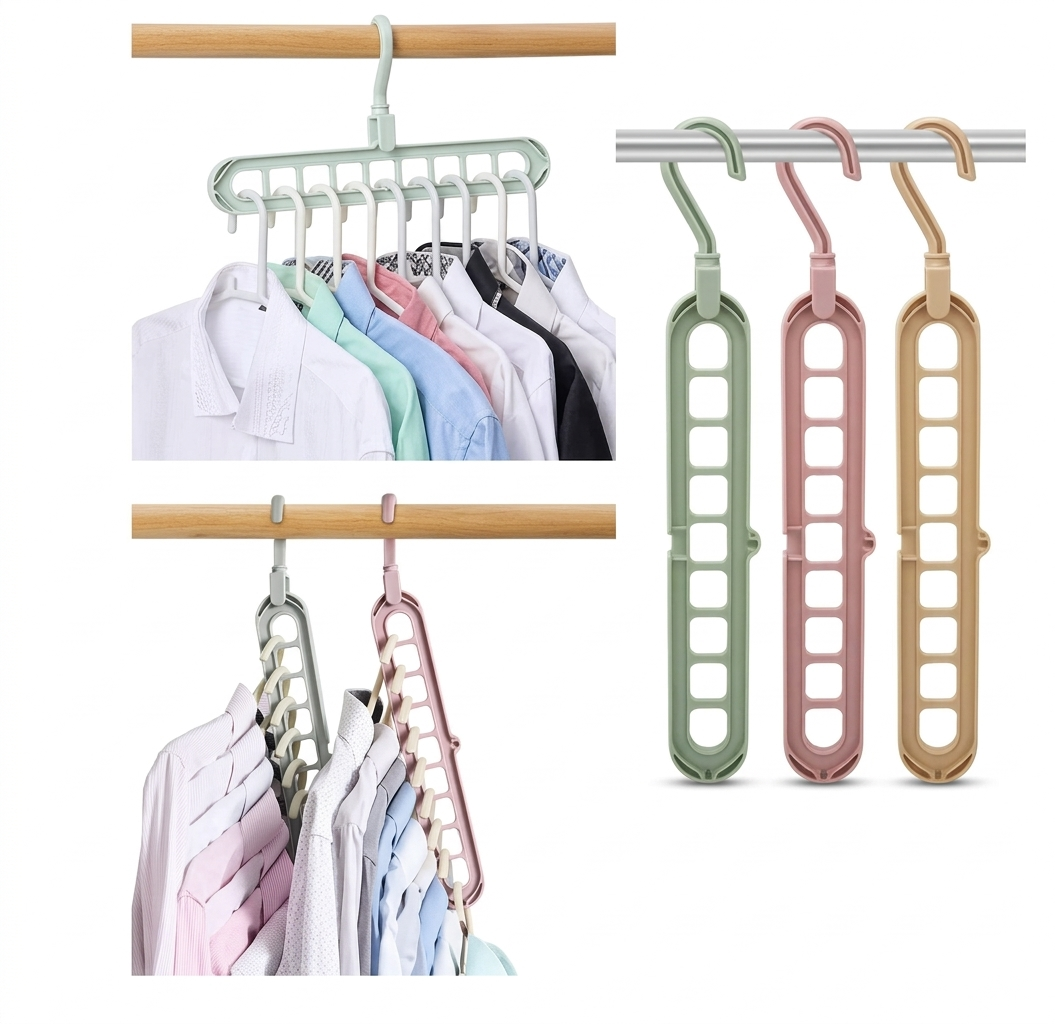 9-Hole Space Saving Magic Clothes Hangers: The Ultimate Closet Organizer (Pack of 3)